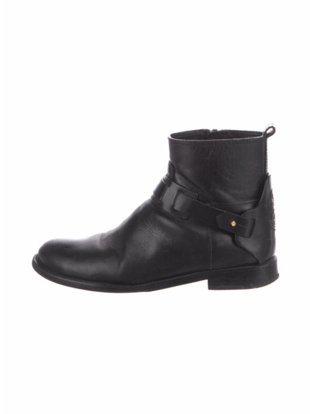 Tory Burch black leather moto ankle boots